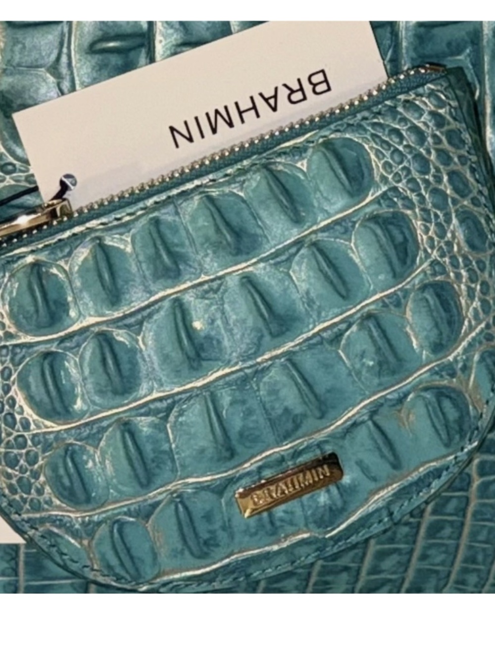 Brahmin Mermaid Turquoise Leather Britt Pouch BRAND NEW! - Picture 6 of 8